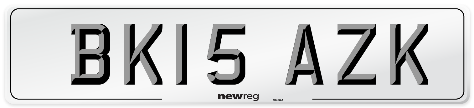 BK15 AZK Number Plate from New Reg